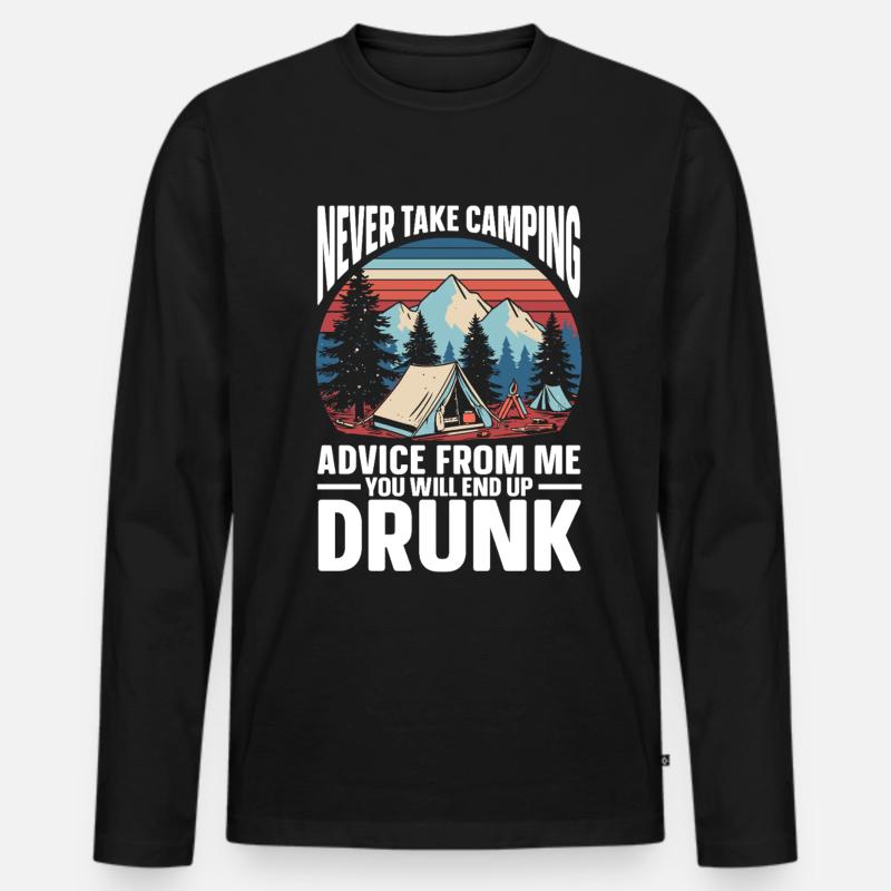 Camping Campfire Camper - Männer Premium Bio Langarmshirt - Schwarz