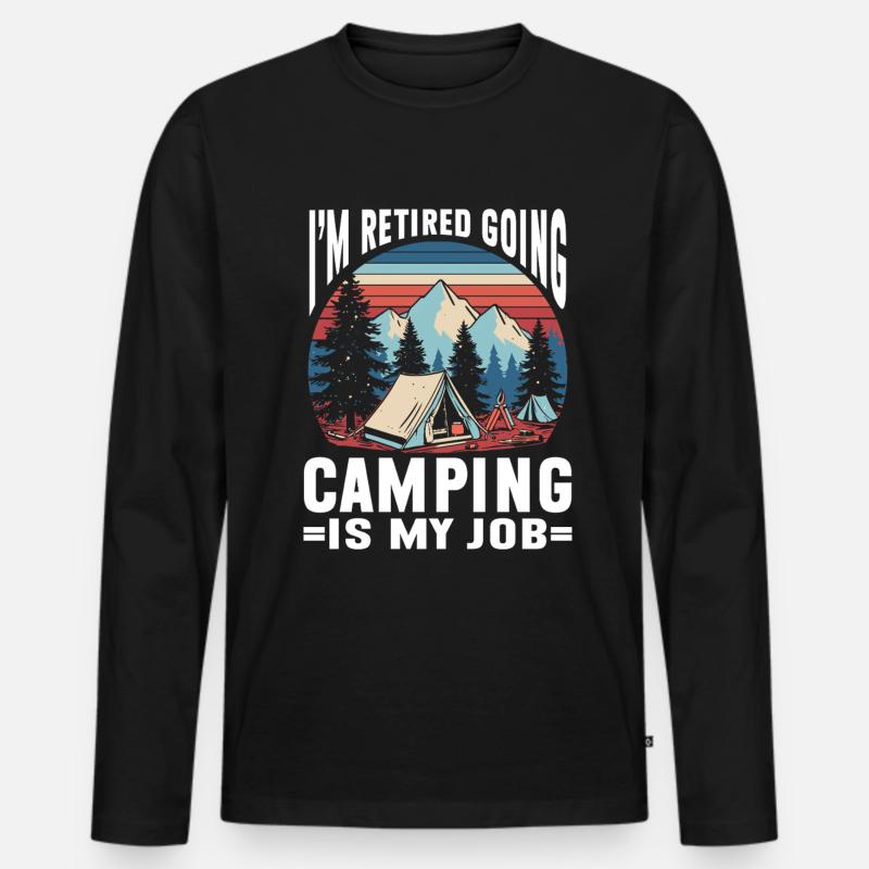 Camping Campfire Camper - Männer Premium Bio Langarmshirt - Schwarz