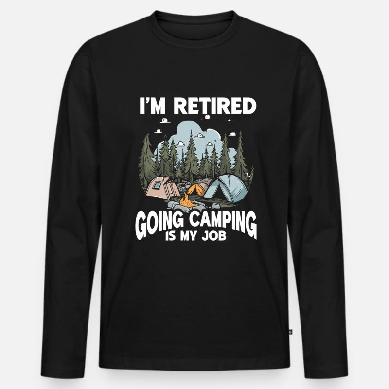 Camping Campfire Camper - Männer Premium Bio Langarmshirt - Schwarz