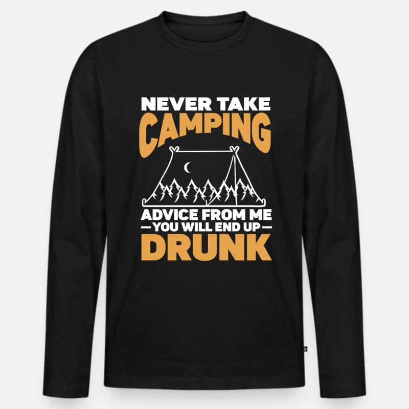 Camping Campfire Camper - Männer Premium Bio Langarmshirt - Schwarz