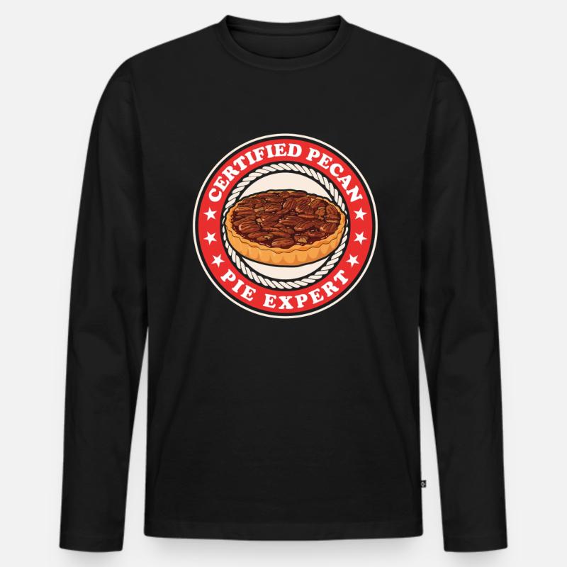 Pecan Pie Experte Pekannusskuchen Geschenk - Männer Premium Bio Langarmshirt - Schwarz