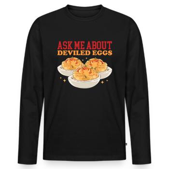 Gefüllte Eier Deviled Eggs Geschenk - Männer Premium Bio Langarmshirt - Schwarz - Vorne - Nico (187cm)