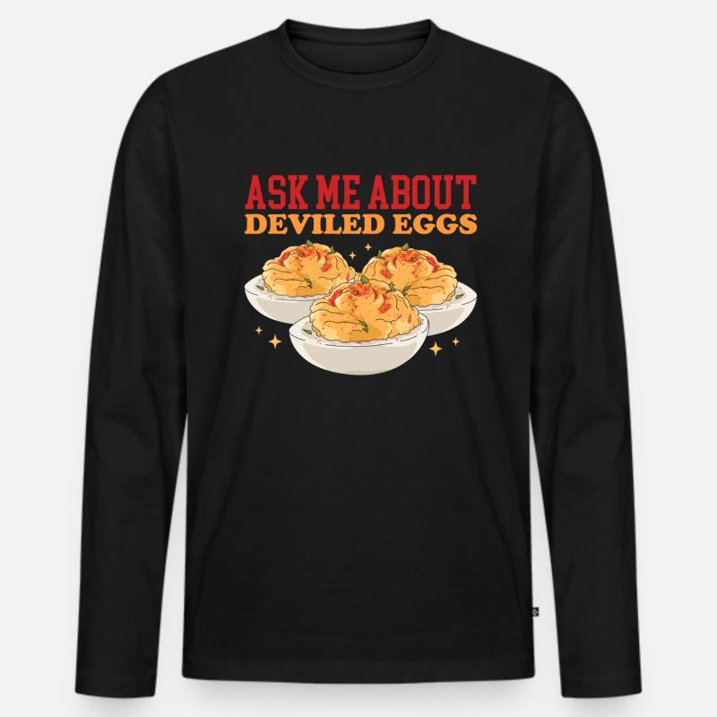 Gefüllte Eier Deviled Eggs Geschenk - Männer Premium Bio Langarmshirt - Schwarz