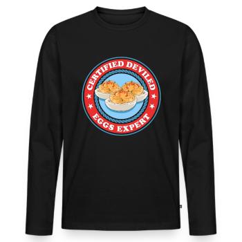 Gefüllte Eier Experte Deviled Eggs Geschenk - Männer Premium Bio Langarmshirt - Schwarz - Vorne - Nico (187cm)