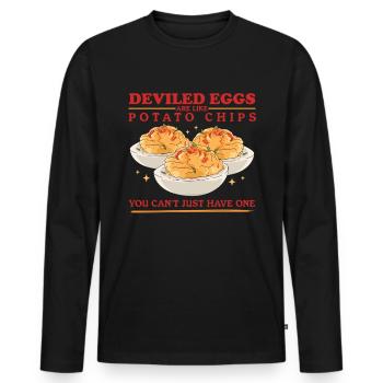 Gefüllte Eier Deviled Eggs Geschenke - Männer Premium Bio Langarmshirt - Schwarz - Vorne - Nico (187cm)