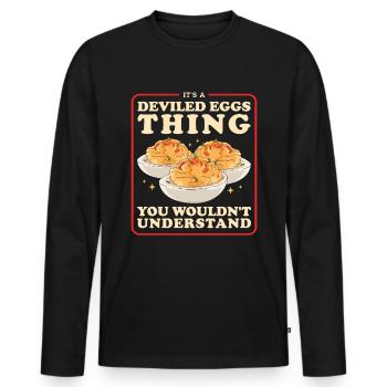 Gefüllte Eier Stuffed Deviled Eggs Geschenke - Männer Premium Bio Langarmshirt - Schwarz - Vorne - Nico (187cm)