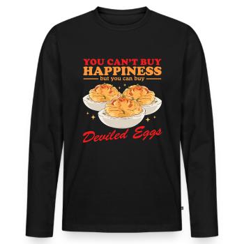 Gefüllte Eier Russian Deviled Eggs Geschenke - Männer Premium Bio Langarmshirt - Schwarz - Vorne - Nico (187cm)