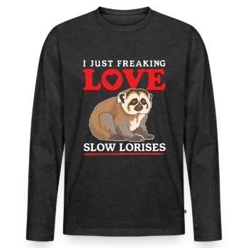 Plumploris süße Slow Lorises Geschenke - Männer Premium Bio Langarmshirt - Anthrazit meliert - Vorne - Nico (187cm)