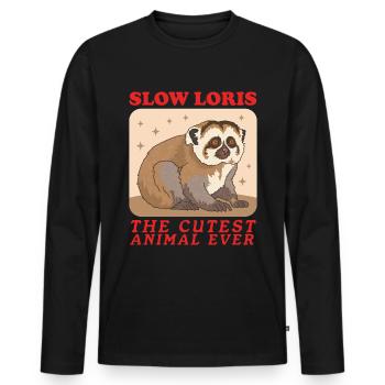 Plumploris Plumplori Slow Lorises Geschenk - Männer Premium Bio Langarmshirt - Schwarz - Vorne - Nico (187cm)