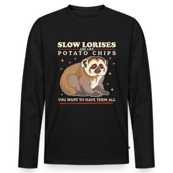 Plumploris Slow Lorises Plumplori Geschenke - Männer Premium Bio Langarmshirt - Schwarz - Vorne - Nico (187cm)