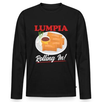 Lumpia Frühlingsrolle Geschenk - Männer Premium Bio Langarmshirt - Schwarz - Vorne - Nico (187cm)