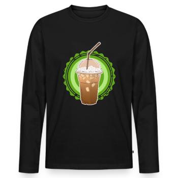 Café glacé Café glacé Cadeaux pour les amateurs de café - T-shirt manches longues Premium bio Homme - noir - Devant - Nico (187cm)