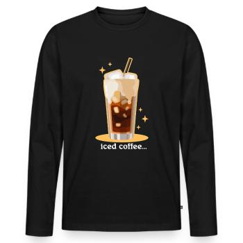 Café glacé Café glacé Cadeaux pour les amateurs de café - T-shirt manches longues Premium bio Homme - noir - Devant - Nico (187cm)