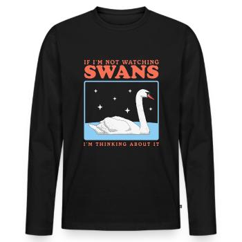 Schwäne Schwan Schwanenliebhaber Geschenke - Männer Premium Bio Langarmshirt - Schwarz - Vorne - Nico (187cm)