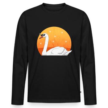 Cygnes Cygnes Swan Lover Cadeau - T-shirt manches longues Premium bio Homme - noir - Devant - Nico (187cm)