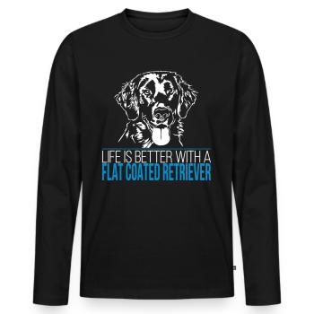 Life is better with a FLAT COATED RETRIEVER - Männer Premium Bio Langarmshirt - Schwarz - Vorne - Nico (187cm)