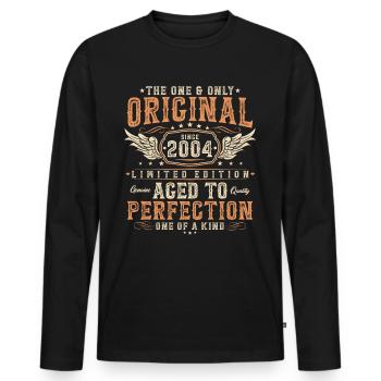 Original 2004 Vintage Born Cadeau d’anniversaire - T-shirt manches longues Premium bio Homme - noir - Devant - Nico (187cm)