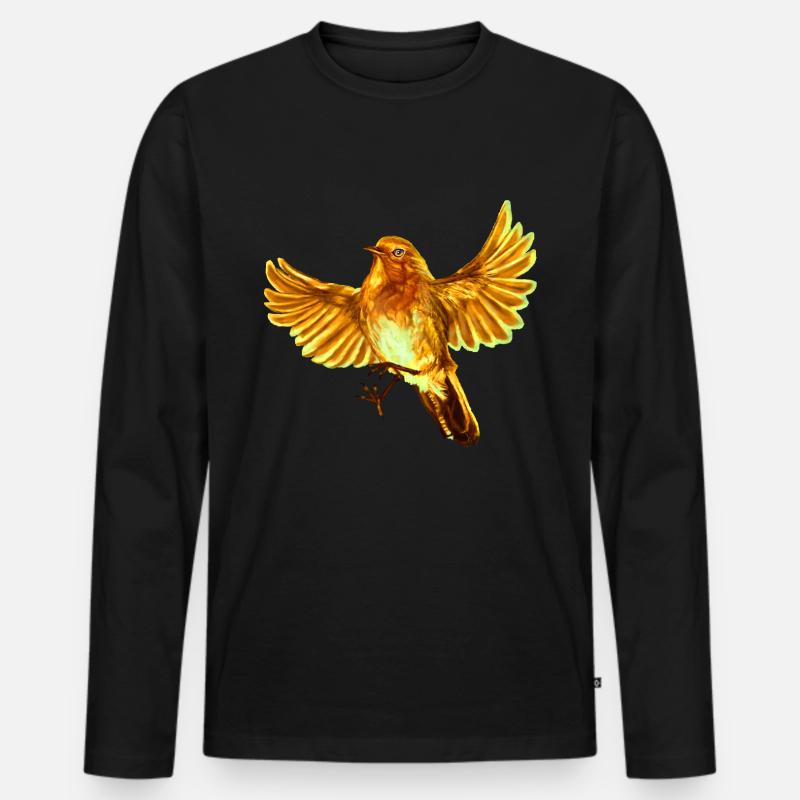gelber Vogel - Männer Premium Bio Langarmshirt - Schwarz