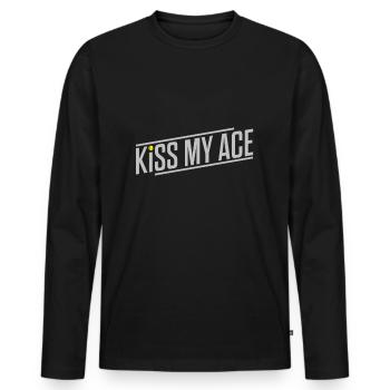 kiss my ace Funny Tennis shirt Tennisball Geschenk - Männer Premium Bio Langarmshirt - Schwarz - Vorne - Nico (187cm)