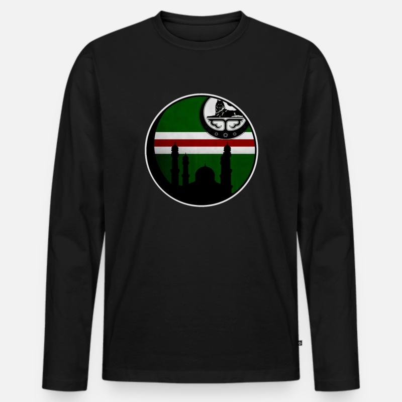 chechnya flag chechen Born - Männer Premium Bio Langarmshirt - Schwarz