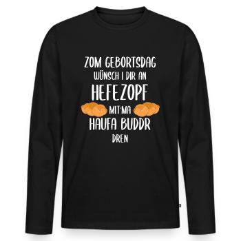 Souabe Souabe Anniversaire du dialecte - T-shirt manches longues Premium bio Homme - noir - Devant - Nico (187cm)
