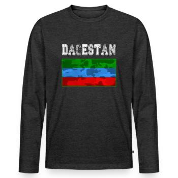 Dagestan Flag. Proud Dagestani people wear this - Men's Premium Organic Long Sleeve Shirt - heather anthracite - Front - Nico (187cm)
