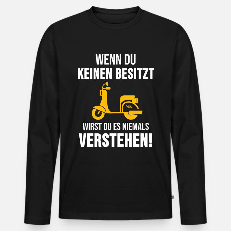 Moped Mofa Rollerfahrer Roller Motorrad Geschenk - Männer Premium Bio Langarmshirt - Schwarz