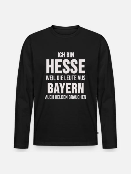 Hessen Frankfurt am Main Hessisch Dialekt Geschenk - Männer Premium Bio Langarmshirt - Schwarz