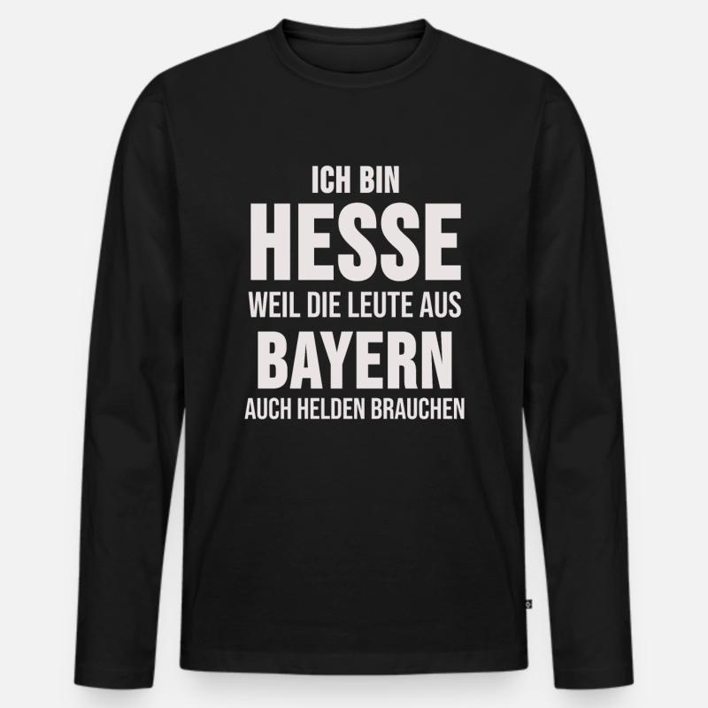 Hessen Frankfurt am Main Hessisch Dialekt Geschenk - Männer Premium Bio Langarmshirt - Schwarz