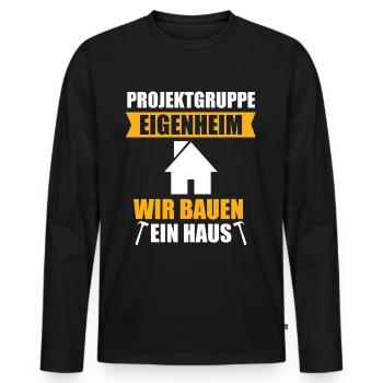 Maître d’ouvrage Maison Maison Maison Fête cool cadeau - T-shirt manches longues Premium bio Homme - noir - Devant - Nico (187cm)