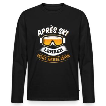 Apres Ski Saufen Bier Fasching Sprüche Geschenk - Männer Premium Bio Langarmshirt - Schwarz - Vorne - Nico (187cm)