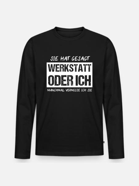 Werkstatt Schrauber Garage Kfz Mechaniker Geschenk - Männer Premium Bio Langarmshirt - Schwarz