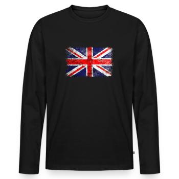 English Flag. Cool British Flag. British Roots - T-shirt manches longues Premium bio Homme - noir - Devant - Nico (187cm)