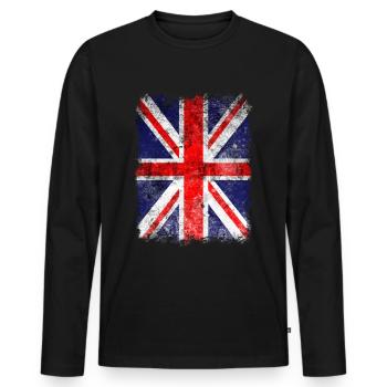 British flag. Proud Union Jack Flag. Cool British - Men's Premium Organic Long Sleeve Shirt - black - Front - Nico (187cm)