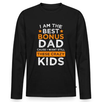 Bonus dad stepfather bonus dad kids gift - Men's Premium Organic Long Sleeve Shirt - black - Front - Nico (187cm)