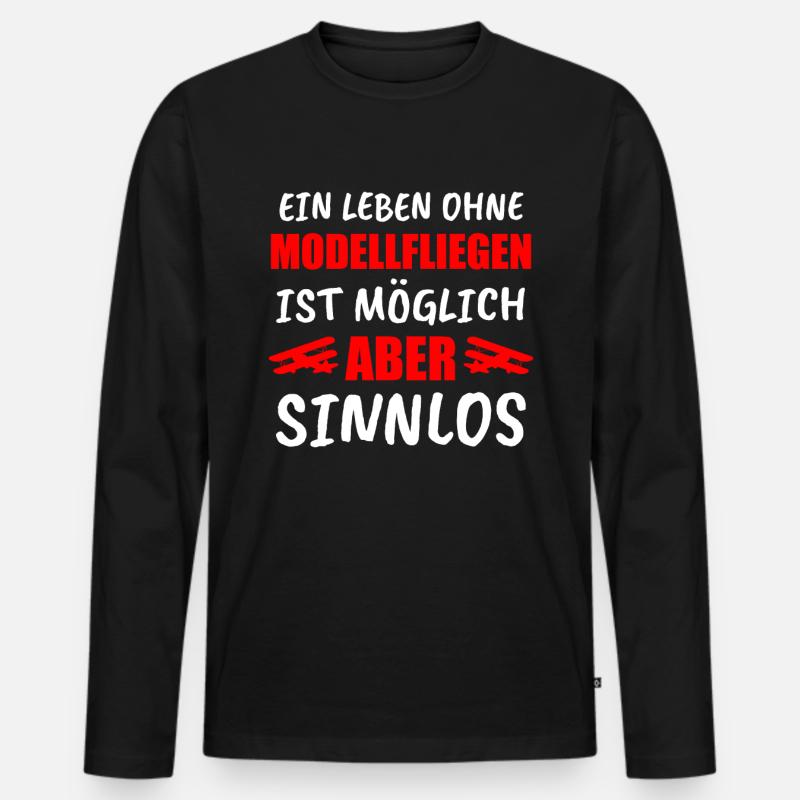 Modellflug Modellbau Modellflieger Geschenk - Männer Premium Bio Langarmshirt - Schwarz