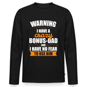 Bonus Papa Stepfather Bonus Papa Funny Gift - Men's Premium Organic Long Sleeve Shirt - black - Front - Nico (187cm)