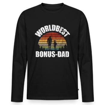 Bonus dad stepfather bonus dad saying gift - Men's Premium Organic Long Sleeve Shirt - black - Front - Nico (187cm)