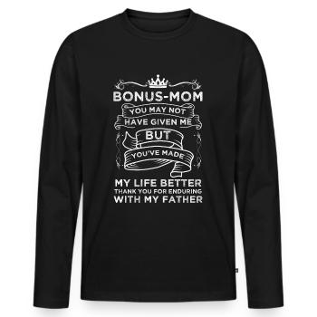 Bonus mom stepmother stepmom funny gift - Men's Premium Organic Long Sleeve Shirt - black - Front - Nico (187cm)