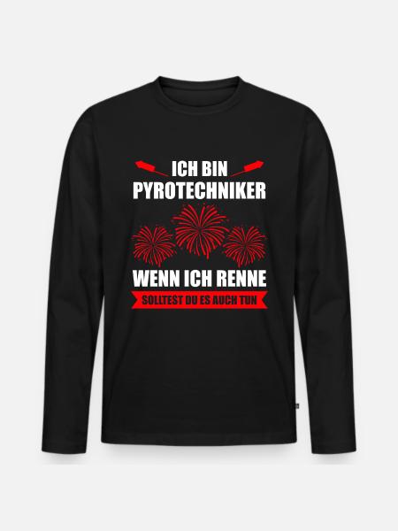 Pyro Feuerwerker Spruch Geschenk - Männer Premium Bio Langarmshirt - Schwarz