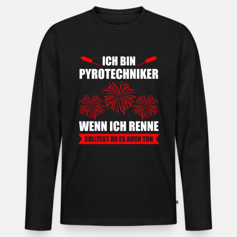 Pyro Feuerwerker Spruch Geschenk - Männer Premium Bio Langarmshirt - Schwarz