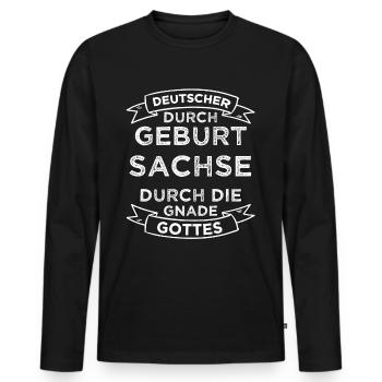 Sachsen Ossi DDR Ostalgie Geschenk - Männer Premium Bio Langarmshirt - Schwarz - Vorne - Nico (187cm)