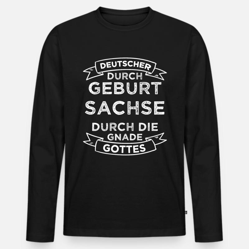 Sachsen Ossi DDR Ostalgie Geschenk - Männer Premium Bio Langarmshirt - Schwarz