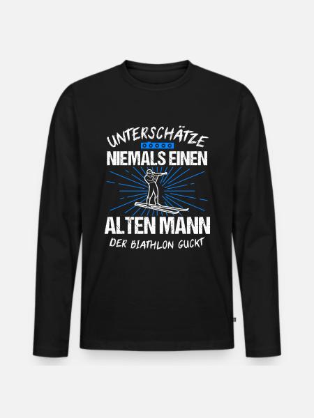 Biathlon Skifahren Ski Langläufer Geschenk - Männer Premium Bio Langarmshirt - Schwarz