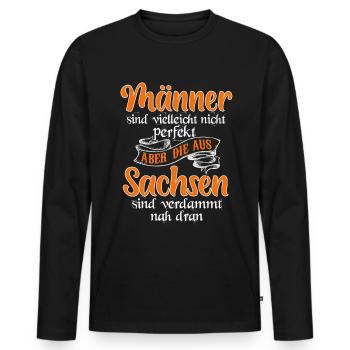 Sachsen Dresden Ostalgie Geschenk - Männer Premium Bio Langarmshirt - Schwarz - Vorne - Nico (187cm)