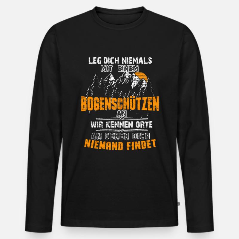 Bogenschießen Bogenschiessen Langbogen Geschenk - Männer Premium Bio Langarmshirt - Schwarz