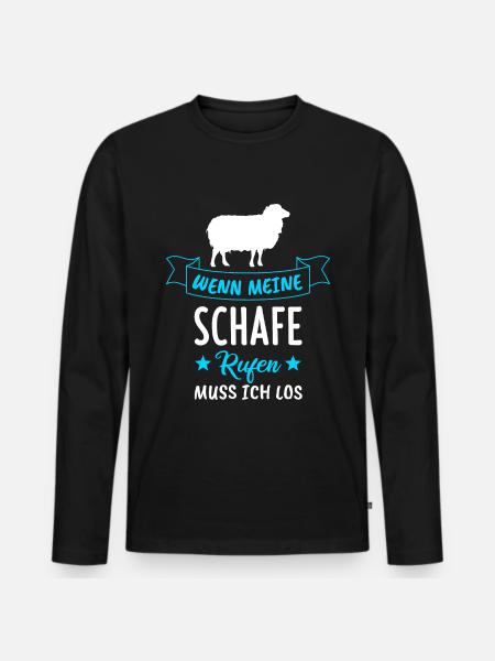 Schaf Schafe Schafmotiv Geschenk - Männer Premium Bio Langarmshirt - Schwarz