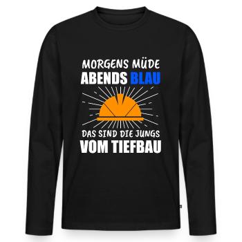 Tiefbau Tiefbauer Bauarbeiter Geschenk - Männer Premium Bio Langarmshirt - Schwarz - Vorne - Nico (187cm)