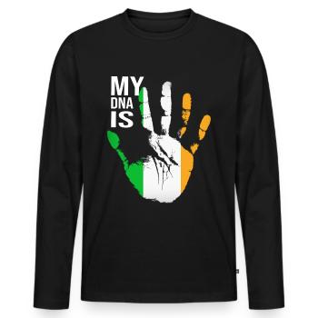 My DNA Is Irish, Irish Hand, Ireland Flag, Irish - Men's Premium Organic Long Sleeve Shirt - black - Front - Nico (187cm)