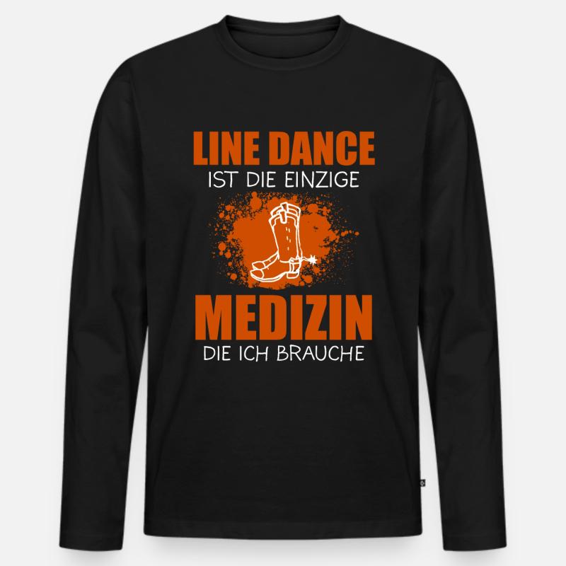 Line Dance Linedance Western Geschenk - Männer Premium Bio Langarmshirt - Schwarz